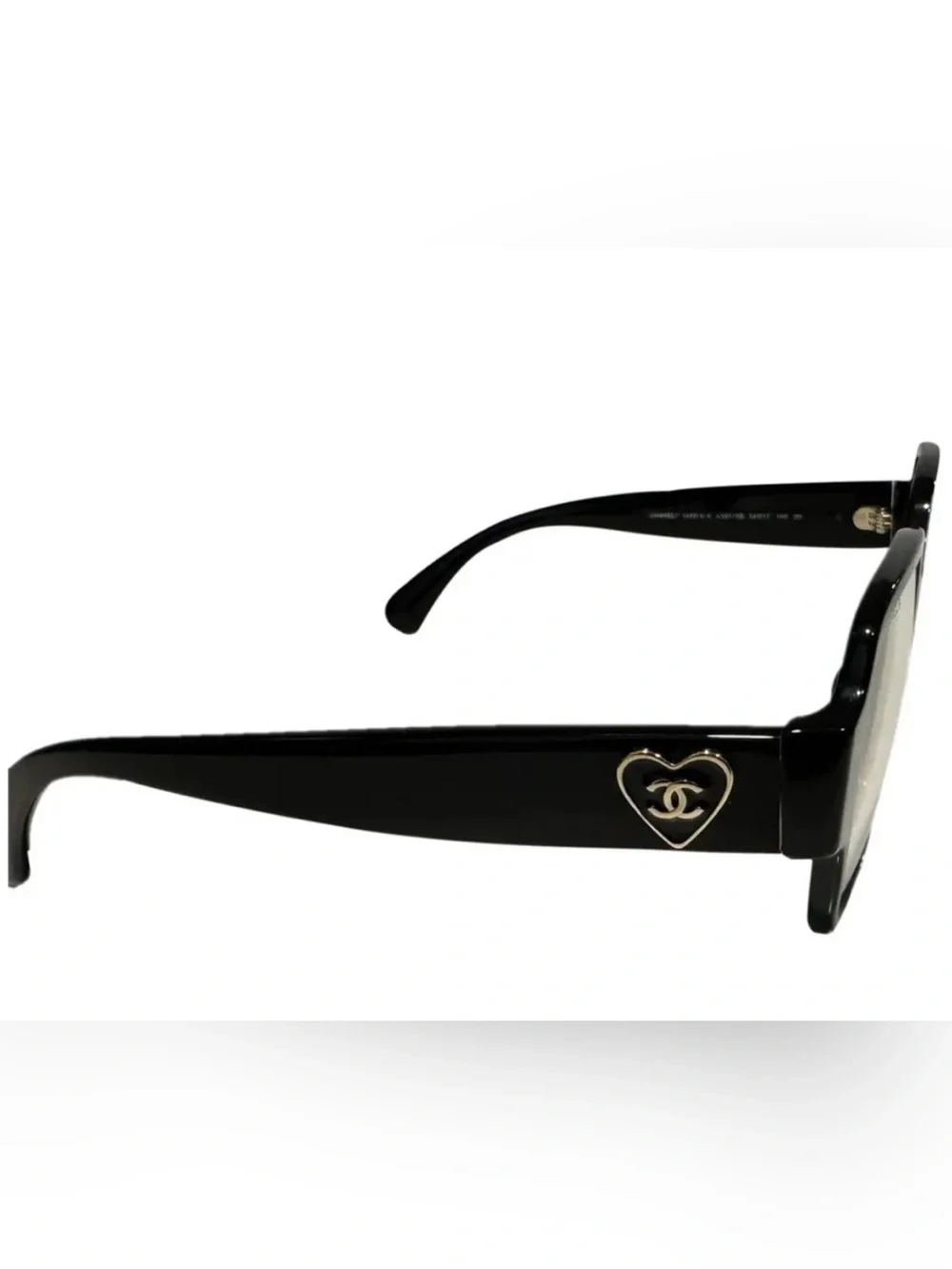 ChaneI Heart Logo Sunglasses Black with Black Lenses